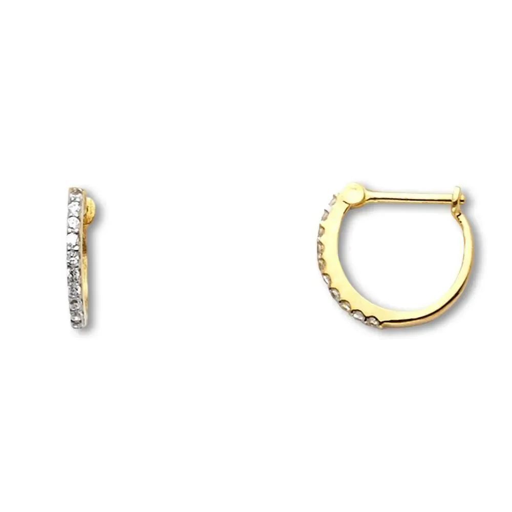 14K Gold CZ Huggies Earrings